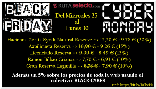 RutaSelecta oferta Black Friday - Cyber Monday en vinos